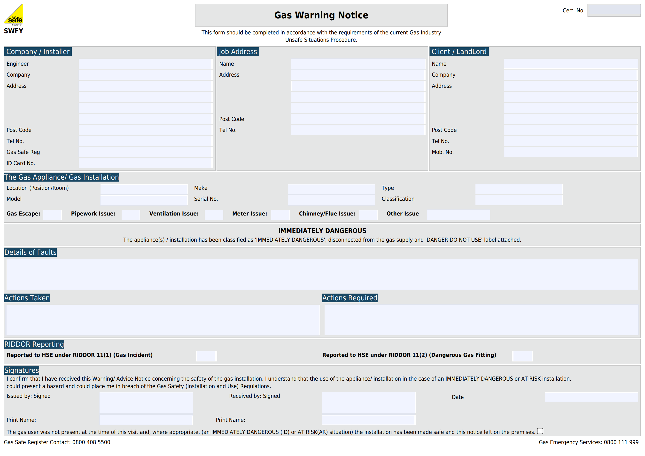 Sample image of the legionella risk assessment template