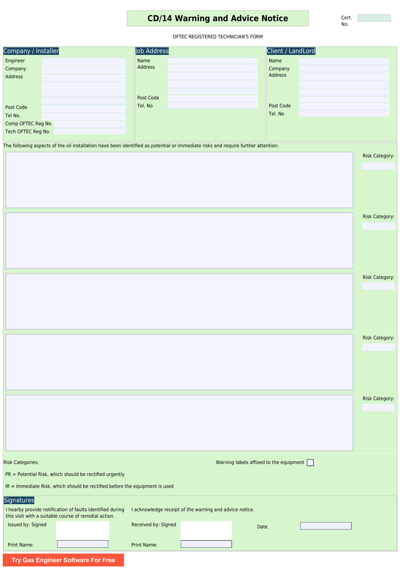 Sample image of the legionella risk assessment template